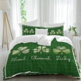 thumbnail image 1 of St. Patrick's Day Full Size Comforter Set, Green Stripes Shamrock Leaf Diamonds Plaid Bedding for All Seasons, 4 Pcs Bed Set, 1Quiltcover (86"x86") ,1Sheet(80"x116"), 2Pillowcases (30"x20"), 1 of 12