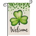 thumbnail image 1 of St. Patrick''s Day Garden Flag 12×18 Inch, Double Sided Green Shamrock, Lucky Clover, Outdoor Patio Welcome Flag Decoration, 1 of 5