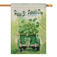 thumbnail image 1 of St. Patrick's Day Garden Flag Holiday Outdoor Flag Good Shamrock Clovers Luck Truck Outdoor Flag 28''×40'' Burlap Vertical Double Sided Garden Flag for Home,garden Decor, 1 of 6