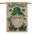 thumbnail image 1 of St. Patrick's Day Garden Flag Holiday Outdoor Flag Shamrock Clovers Gnome Green Farmhouse Holiday Outdoor Flag 28''×40'' Burlap Vertical Double Sided Outdoor Flag for Home,Spring Outdoor Decor, 1 of 6