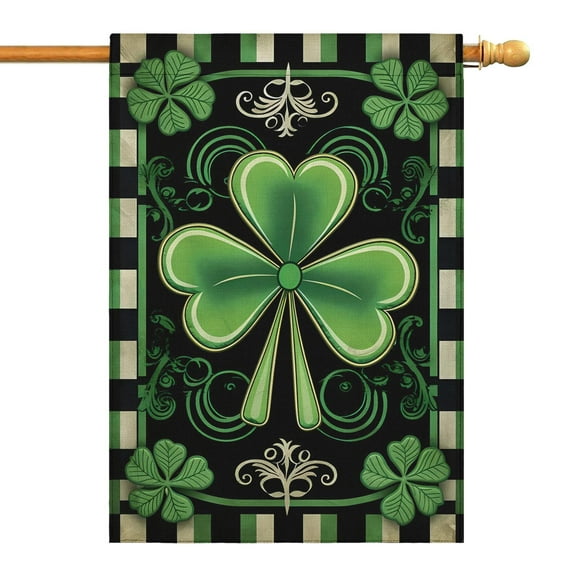 St. Patrick's Day Garden Flag Irish Garden Flag Shamrock Clover Green Yard Flags 28''×40'' Burlap Vertical Double Sided Outdoor Flag for Home,Farmhouse Holiday Spring Outdoor Decor