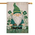 thumbnail image 1 of St. Patrick's Day Garden Flag Irish Garden Flag Gnome Shamrock Clovers Yard Flags 28''×40'' Burlap Vertical Double Sided Welcome Flag for Home,Holiday Gift, 1 of 1