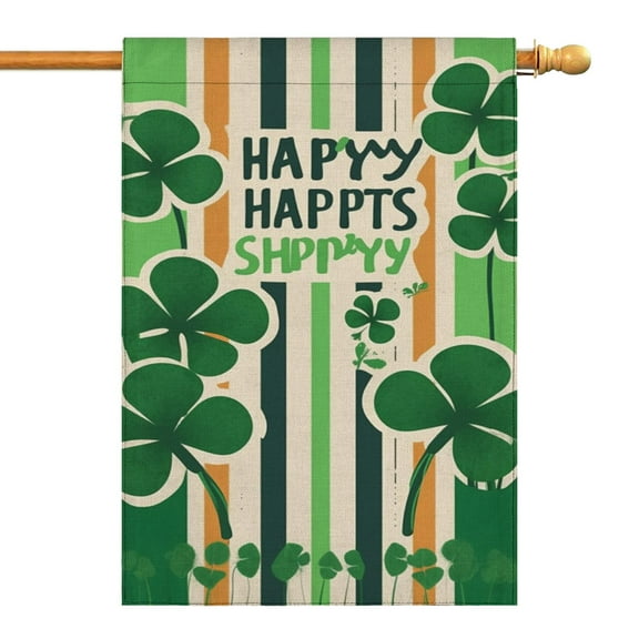 St. Patrick's Day Garden Flag Irish Outdoor Flag Lucky Clovers Shamrock Green Seasonal Yard Flags 28''×40'' Burlap Vertical Double Sided Garden Flags for Home,Spring Holiday Decor