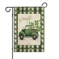 thumbnail image 1 of St. Patrick's Day Garden Flag Linen Outdoor Flag Green Truck Buffalo Plaid Shamrock Clover Yard Flags Double Sided House Flag for Home,indoor ,12.5''×18''in., 1 of 4