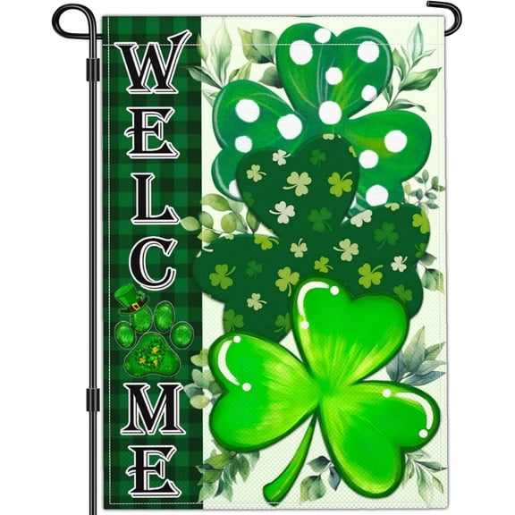 St Patrick's Day Garden Flag Shamrock Irish Blessing 12x18 Inch Double Sided Outdoor Yard Decor
