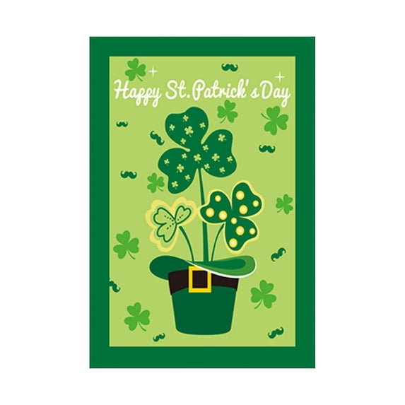 St Patrick's Day Garden Flags for Outside, Lucky Clovers Small Seasonal Decoration for Holiday Irish Anniversary Yard Outdoor Decor 12x18 Inch