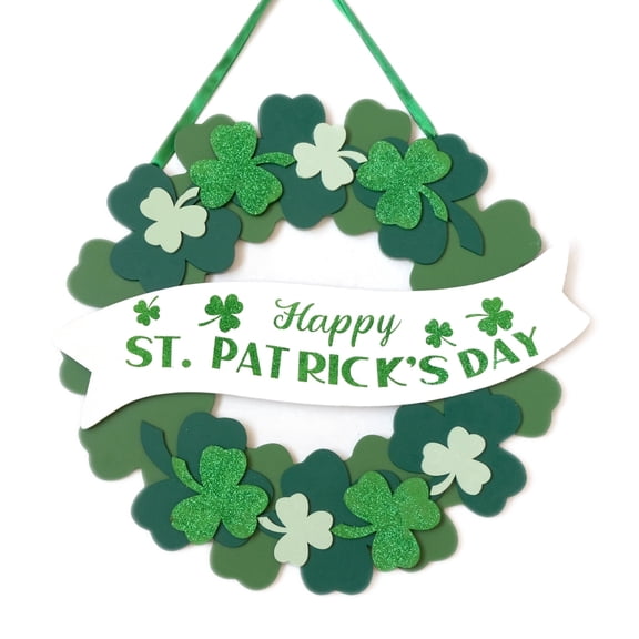 Idyllic Shamrock Door Sign Wooden St. Patrick's Day Lucky Irish Welcome 14 Inch
