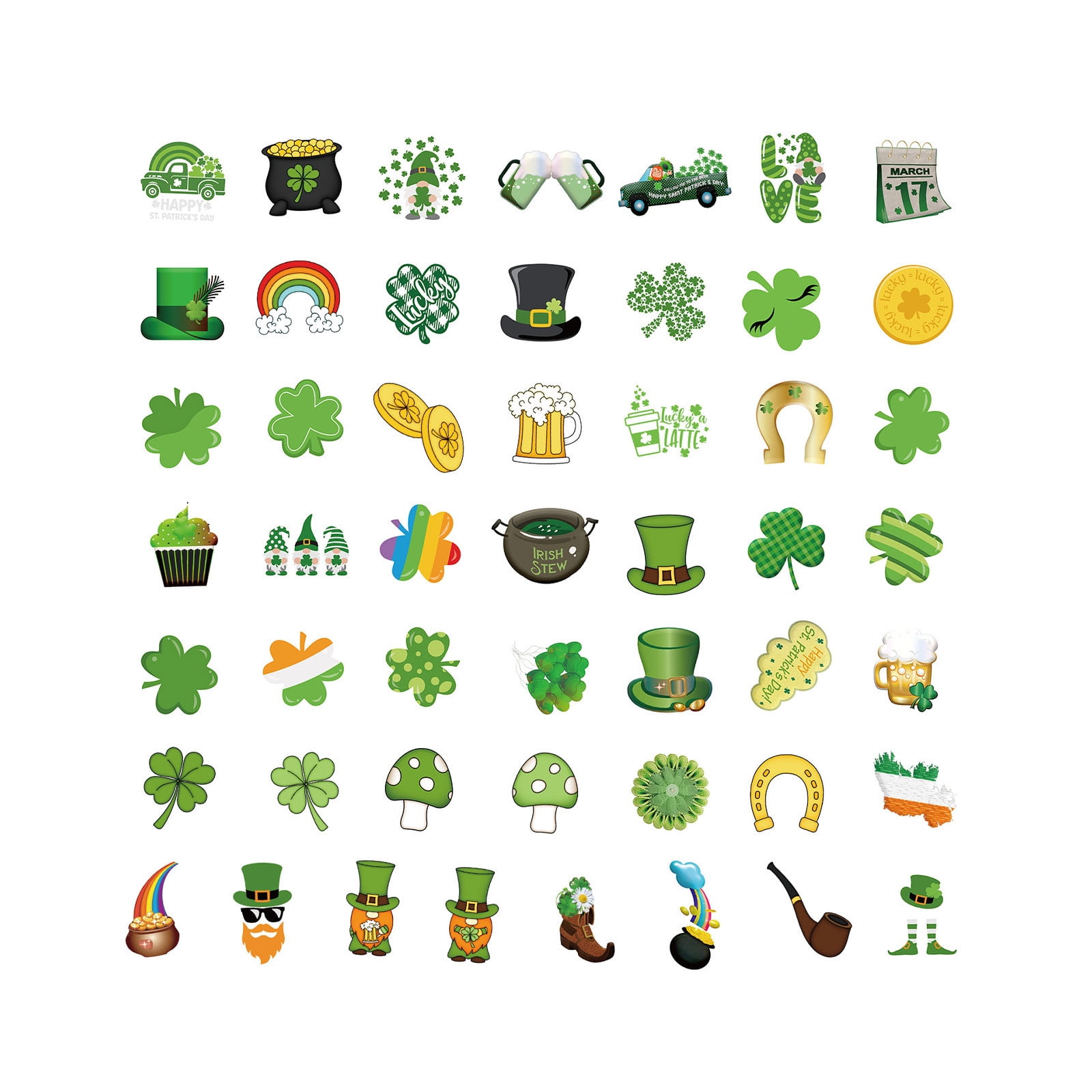 Whaline St. Patrick's Day Window Cling Stickers - 9 Sheets Cute Shamrock & Gnome Decor
