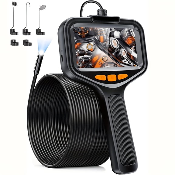 St. Patrick's Day Gifts Endoscope, 1080P HD Industrial Borescope with 4.3" Screen & Light, Semi-Rigid Cable, IP67 Waterproof Camera for Pipe Plumbing Engine Inspection, Electrician Gifts
