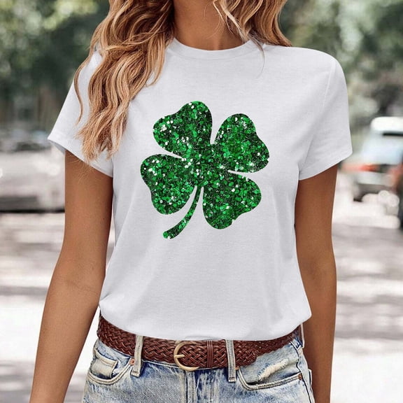 St. Patrick's Day Gifts T-Shirt Round Neck Cotton Tops T-Shirt for Women the Cure T-Shirt (White,M)