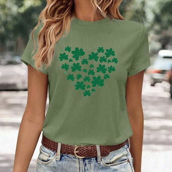 St. Patrick's Day Gifts T-Shirt Soft Comfortable Favorite Women Shirt for Women Casual Spring Summer (Light Green,S)