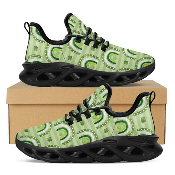 St. Patrick's Day Gnome Style Casual Shoes Lightweight Lace-Up Walking Shoes Lucky Green Youth Running Platform Sneakers