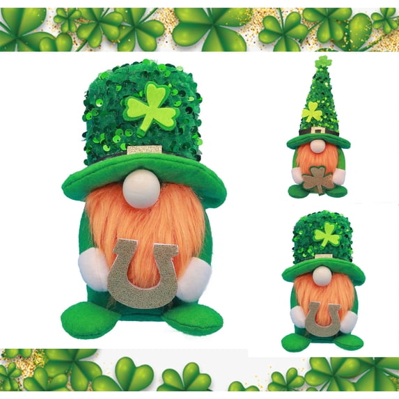 St Patrick's Day Gnomes Decorations, Gnomes Plush Lucky Green Shamrock Home Table Centerpiece Decor Ornaments for Irish Saint Patrick's Day