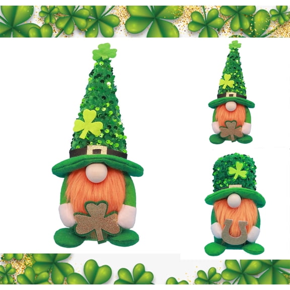 St Patrick's Day Gnomes Decorations, Gnomes Plush Green Shamrock Home Table Centerpiece Decor Ornaments for Irish Saint Patrick's Day