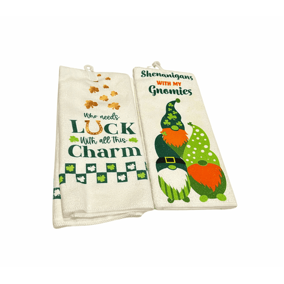 St. Patricks Day Gnomes Kitchen Towels 2 Count