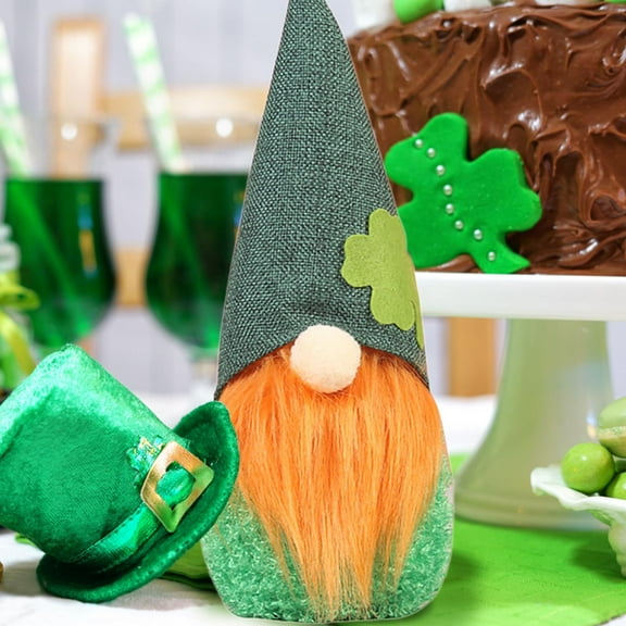 St Patrick's Day Gnomes Plush Decoration Irish Saint Patricks Day Green Shamrock Gnomes Decoration Faceless Elderly Irish Festival Ornaments Irish Home and Office Decor