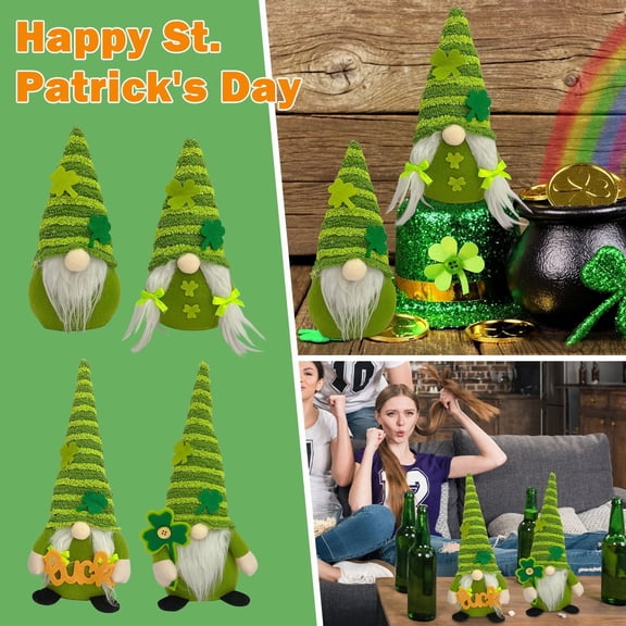 St. Patrick's Day Plush - Green Irish Leprechaun Tomte Doll St Patricks Day Decorations - Elf Standing Decor Table Ornaments Decorations for Shelve