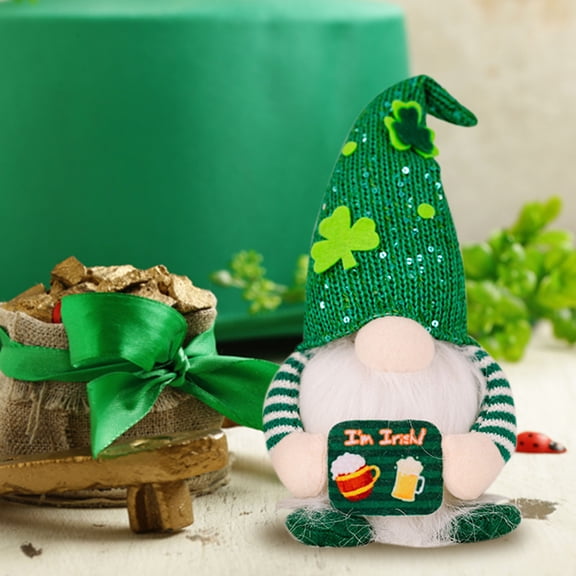 St. Patrick's Day Plush - Green Irish Leprechaun Tomte Doll St Patricks Day Decorations - Elf Standing Decor Table Ornaments Decorations for Shelve
