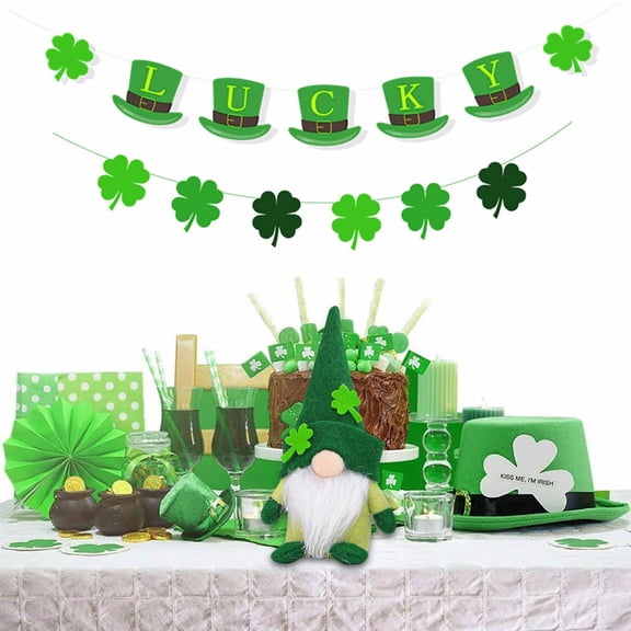 St. Patrick's Day Plush - Green Irish Leprechaun Tomte Doll St Patricks Day Decorations - Elf Standing Decor Table Ornaments Decorations for Shelve