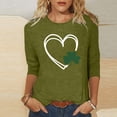thumbnail image 1 of St. Patrick's Day Graphic T-Shirt for Women Shamrock Heart Print Long Sleeve Crewneck Casual Loose Fit Holiday Party Festive Tee Shirt Top, 1 of 7