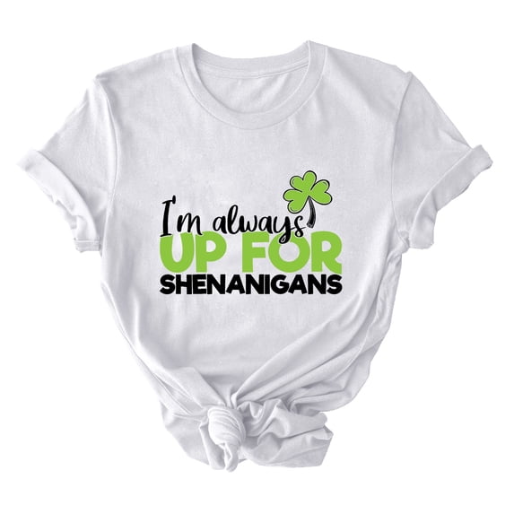 St. Patrick's Day Graphic Tees for Women Trendy Irish Tshirts Tops Short Sleeve FestivalLeaf Clover Summer Shirts(White S)