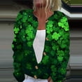 thumbnail image 1 of St. Patrick's Day Green Cardigan for Women Lucky Shamrock Pattern Sweaters Y2k Button Down Long Sleeve Knit Cardigans Open Front Sweaters Coat, 1 of 5