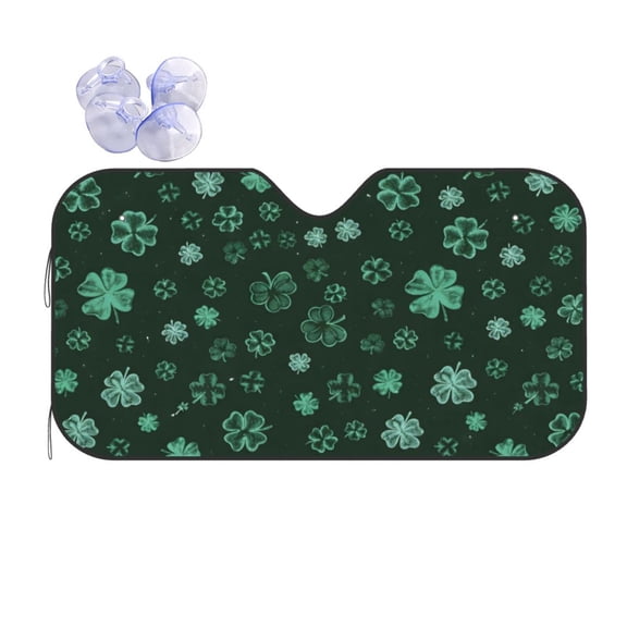 St. Patrick's Day Green Clovers And Shamrocks Car Windshield Sun Shade Universal Fit Auto Sun Visor Protector
