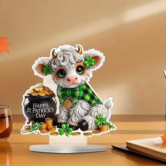 St. Patrick's Day Green Four-Leaf Clover Acrylic Flat Decoration for Party and Home Decor