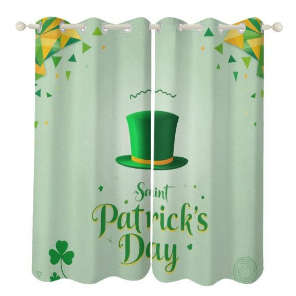 St Patrick's Day Green Hat Luxury Window Curtains Blinds for Living Room Bedroom Bathroom Kicthen Door Home Decor 2 Panels