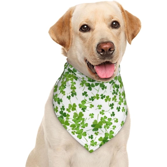 St. Patrick''s Day Green Leprechaun Hat Clover Dog Bandana Scarf Triangle Bibs Pet Accessories Cat Kerchief