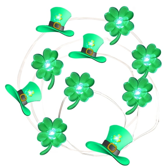 St. Patrick's Day Green Light String, 78.7inch Four Leaf Clovers Shaped LED Light String, Suitable for Bedrooms,Living Rooms, Bookshelves, Tabletops