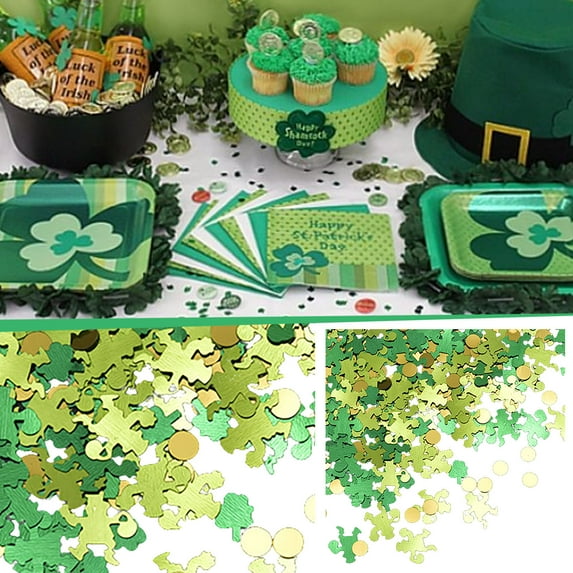 St. Patrick's Day Green Party Confetti - 15g Multi-Color Sequin Decor, Irish Holiday Atmosphere Supplies for Table & Gift Scatter (B)