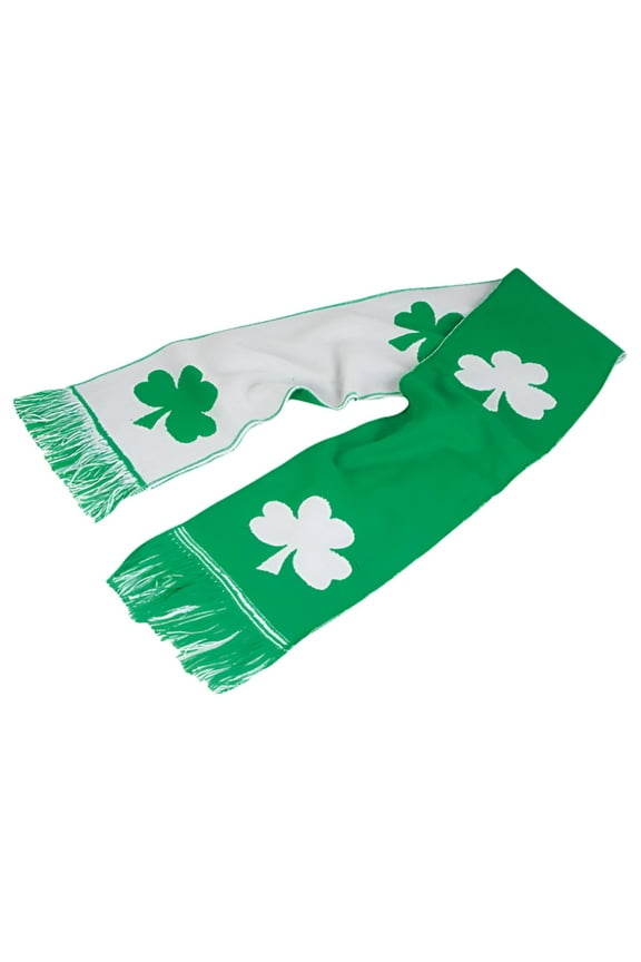 St. Patrick's Day Green and White Irish Shamrock Winter Scarf