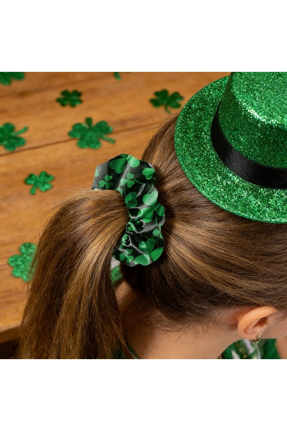 St.Patrick’s Day Hair Ties,Irish Lucky Shamrock Hair Scrunchies,Green Plaid Leaf Ropes Elastic Hair Tie,St. Patrick's Day Decor Hair Accessories for Women Teen Girls