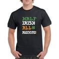 thumbnail image 1 of St Patrick's Day Half Irish All Awesome Graphic Men Black T-Shirt, Male XX-Large, 1 of 4