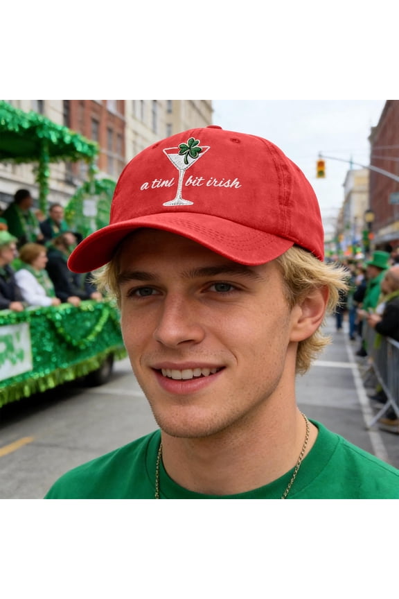 St. Patrick's Day Hat Adjustable Trucker Cap A Tini Bit Unisex Cap Irish Wineglass Shamrock Graphic Baseball Hat