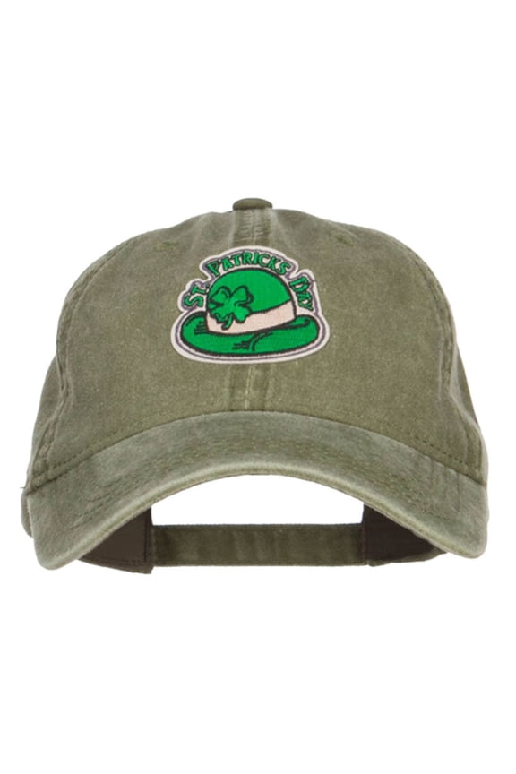 St Patrick's Day Hat Patched Washed Cap - Olive Green OSFM