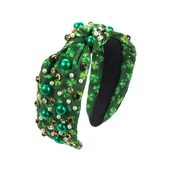 St Patrick's Day Headb ands Green Shamrock Knotted Hair B ands for Women Girls, Wide Top Knot Irish Day Parade Party Decoration Hair Hoop