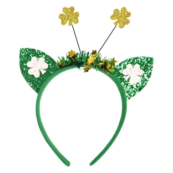 St Patrick's Day Headband, Irish Festival Party Decor, Green Stripe Tassel Headpiece, Clover Decorative Headband