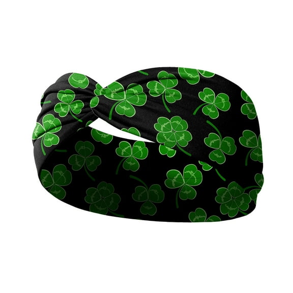 St. Patrick's Day Headbands Green Shamrock Hairbands, Wide Turban Dress Up Costume Breathable Stretchy Non Slip Head Wrap, Sweat Wicking Workout Headband for Exercise Hair Accessories Unisex