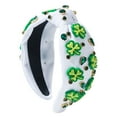 thumbnail image 1 of St.Patrick's Day Headbands for Women Girl Green Shamrock Knotted Hairband Sparkling Jeweled Crystal Rhinestone Wide Top Knot Headband for Irish Holiday Party Hair Accessories Gifts, 1 of 6