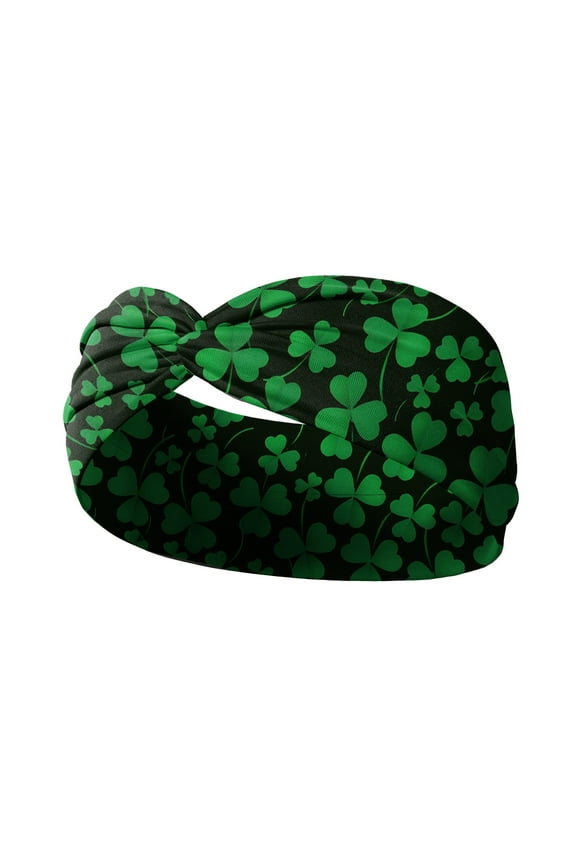 St. Patrick’s Day Headbands for Women,Irish Green Shamrock Leaves Knitted Wide Headband,Non Slip Hair Hoops St Patrick's Hair Accessories for Yoga Running Exercise Hair Accessories Elastic Head Wraps