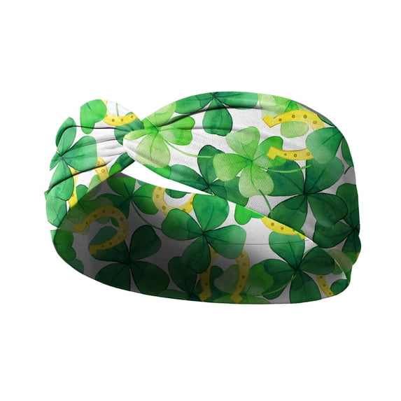St. Patrick’s Day Headbands for Women,Irish Green Shamrock Leaves Knitted Wide Headband,Non Slip Hair Hoops St Patrick's Hair Accessories for Yoga Running Exercise Hair Accessories Elastic Head Wraps