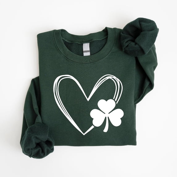 St. Patrick’s Day Heart Shamrock Sweatshirt – Cute Lucky Clover Crewneck