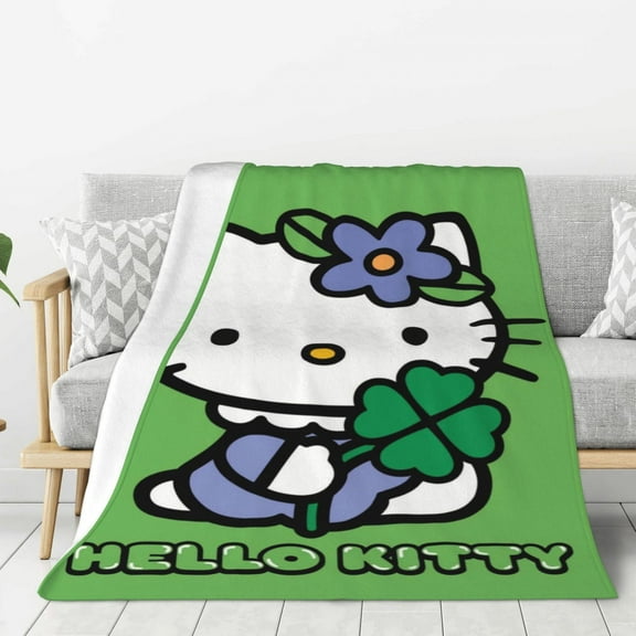 St. Patrick's Day Hello Kitty Blanket for Couch - Super Soft Cozy Blanket for Bed,Warm Fleece Blanket,Plush Throw Blanket for Adults Kids,40"x30"