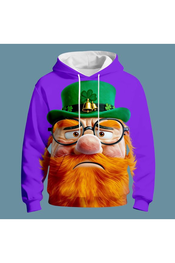 St Patrick's Day Hooded Sweatshirt Irish Green Graphic Pullover Casual Jacket For Holiday Celebration