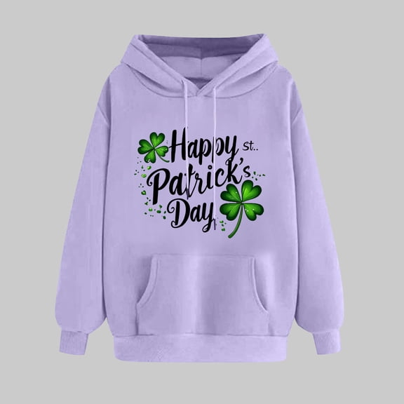 St. Patrick's Day Hoodie, Women's Long Sleeve Hoodies, Womens St. Patrick's Day Print Winter Hoodie Pullover Tops Long Sleeved Comfortable Hooded Sweatshirts