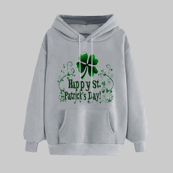St. Patrick's Day Hoodie, Women's Long Sleeve Hoodies, Womens St. Patrick's Day Print Winter Hoodie Pullover Tops Long Sleeved Comfortable Hooded Sweatshirts