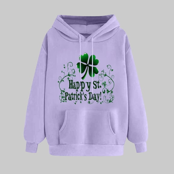 St. Patrick's Day Hoodie, Women's Long Sleeve Hoodies, Womens St. Patrick's Day Print Winter Hoodie Pullover Tops Long Sleeved Comfortable Hooded Sweatshirts