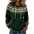 thumbnail image 1 of St. Patrick's Day Hoodie for Women, Print Shamrock Knot Pattern Pullover Sweatshirt with Front Pocket(Dark Green2,XXL), 1 of 3